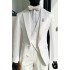 Levi Fashion White Notched Lapel Jacquard Three Pieces Wedding Men Suits