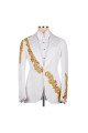 Goddard White Peaked Lapel Three Pieces Appliques Wedding Men Suits