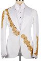 Goddard White Peaked Lapel Three Pieces Appliques Wedding Men Suits