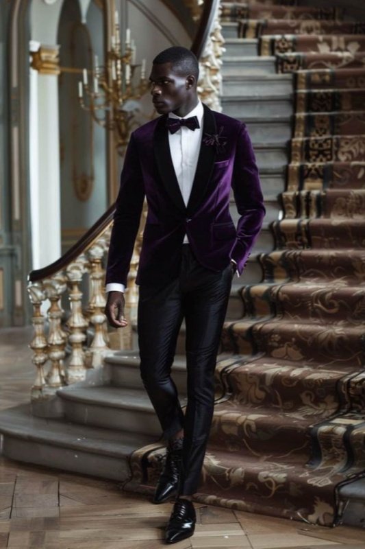 Cash Regency Velvet Shawl Lapel Slim Fit Men Suits For Prom