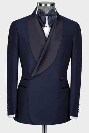 Barnett Dark Navy Shawl Lapel Double Breasted Wedding Men Suits Barnett Dark Navy Shawl Lapel Double Breasted Wedding Men Suits