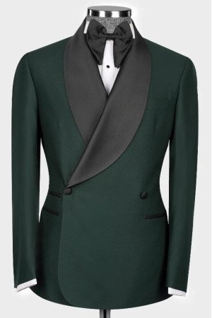 Harold Dark Green Shawl Lapel Double Breasted Wedding Men Suits Harold Dark Green Shawl Lapel Double Breasted Wedding Men Suits