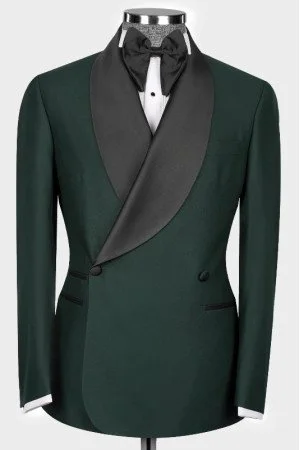 Harold Dark Green Shawl Lapel Double Breasted Wedding Men Suits