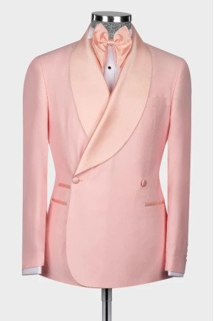 Isidore Pink Shawl Lapel Double Breasted Wedding Men Suits