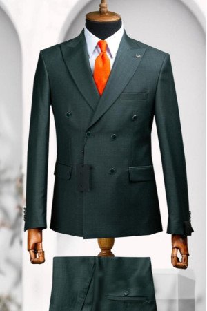 Alva Dark Green Peaked Lapel Double Breasted Men Suits Alva Dark Green Peaked Lapel Double Breasted Men Suits