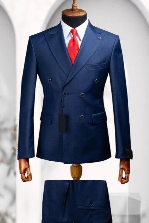 Curitis Dark Blue Peaked Lapel Double Breasted Men Suits Curitis Dark Blue Peaked Lapel Double Breasted Men Suits