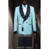 Dunn Sky Blue Shawl Lapel Double Breasted Men Suits