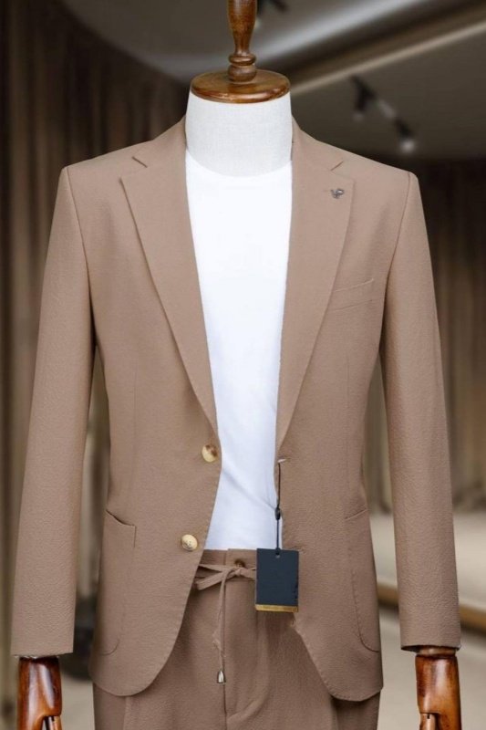 Gustave Light Brown Notched Lapel Business Men Suits Gustave Light Brown Notched Lapel Business Men Suits