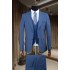 Stanford Blue Peaked Lapel Three Pieces Business Men Suits