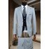 Toby Light Gray Peaked Lapel Three Pieces Business Men Suits