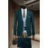 Zebulon Dark Green Peaked Lapel Three Pieces Business Men Suits