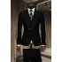 Xavier Black Peaked Lapel Double Breasted Business Men Suits