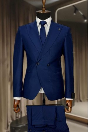 Yale Dark Blue Peaked Lapel Double Breasted Business Men Suits Yale Dark Blue Peaked Lapel Double Breasted Business Men Suits