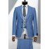 York Sky Blue Peaked Lapel Three Pieces Business Men Suits