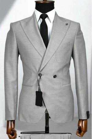 Alvin Silver Peaked Lapel Double Breasted Business Men Suits Alvin Silver Peaked Lapel Double Breasted Business Men Suits