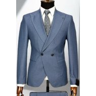 Craig Blue Peaked Lapel Double Breasted Business Men Suits Craig Blue Peaked Lapel Double Breasted Business Men Suits