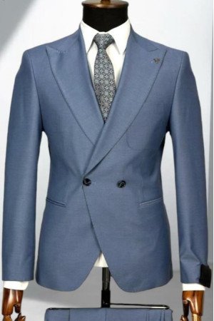 Craig Blue Peaked Lapel Double Breasted Business Men Suits Craig Blue Peaked Lapel Double Breasted Business Men Suits