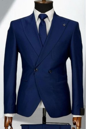 Doris Royal Blue Peaked Lapel Double Breasted Business Men Suits Doris Royal Blue Peaked Lapel Double Breasted Business Men Suits