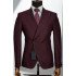 Grover Burgundy Peaked Lapel Double Breasted Business Men Suits