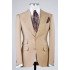 Albert Khaki Peaked Lapel Three Pieces Business Men Suits