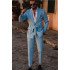 Abraham New Arrival Blue Peaked Lapel Prom Men Suits With Belt