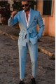 Abraham New Arrival Blue Peaked Lapel Prom Men Suits With Belt Abraham New Arrival Blue Peaked Lapel Prom Men Suits With Belt