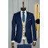 Joyce Dark Blue Peaked Lapel Three Pieces Business Men Suits