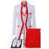 Ahern White Jacquard Three Pieces Wedding Men Suits With Red Shawl Lapel
