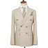 Adolph Khaki Peaked Lapel Double Breasted Striped Business Men Suits