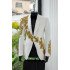 Aiden Newest White Jacquard Shawl Lapel Appliques Wedding Men Suits
