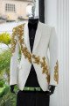 Aiden Newest White Jacquard Shawl Lapel Appliques Wedding Men Suits Aiden Newest White Jacquard Shawl Lapel Appliques Wedding Men Suits