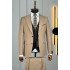 Louis Khaki Peaked Lapel Three Pieces Business Men Suits 