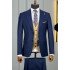 Meredith Blue Peaked Lapel Three Pieces Business Men Suits