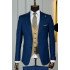 Webb Blue Peaked Lapel Three Pieces Business Men Suits