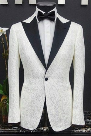 Greg Chic White Jacquard Peaked Lapel Prom Men Suits Greg Chic White Jacquard Peaked Lapel Prom Men Suits