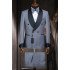 Omar Gray Blue Shawl Lapel Double Breasted Wedding Men Suits