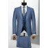 Rhodes Ocean Blue Peaked Lapel Three Pieces Business Men Suits