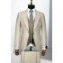 Tanner Light Khaki Peaked Lapel Three Pieces Business Men Suits