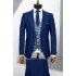 Upton Royal Blue Peaked Lapel Three Pieces Business Men Suits