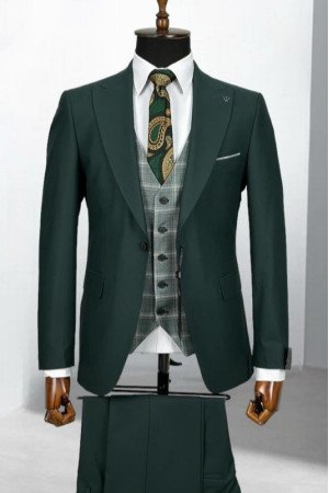Adair Dark Green Peaked Lapel Three Pieces Business Men Suits Adair Dark Green Peaked Lapel Three Pieces Business Men Suits