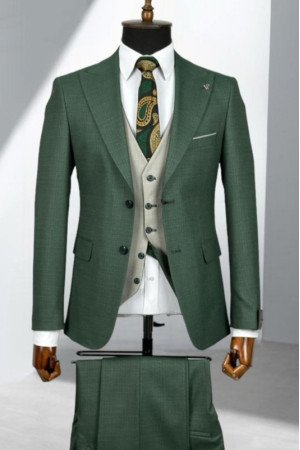 Bancroft Green Peaked Lapel Three Pieces Business Men Suits Bancroft Green Peaked Lapel Three Pieces Business Men Suits