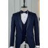 Jaden Dark Blue Peaked Lapel Three Pieces Wedding Men Suits