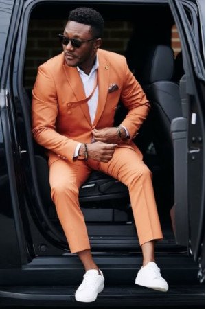 Barlow Chic Orange Peaked Lapel Prom Men Suits Barlow Chic Orange Peaked Lapel Prom Men Suits