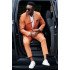 Barlow Chic Orange Peaked Lapel Prom Men Suits