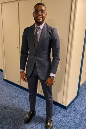 Edmund Dark Gray Peaked Lapel Business Men Suits Edmund Dark Gray Peaked Lapel Business Men Suits