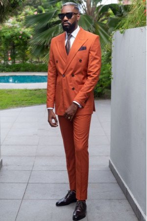 Gene Orange Peaked Lapel Double Breasted Prom Men Suits Gene Orange Peaked Lapel Double Breasted Prom Men Suits