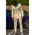Quincy Ivory Satin Peaked Lapel Double Breasted Men Suits