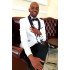 Adam White Jacquard Men Suits With Black Shawl Lapel 