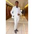 Isaac White Shawl Lapel Jacquard Three Pieces Wedding Men Suits