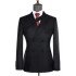 Davis Chic Black Peaked Lapel Double Breasted Business Men Suits